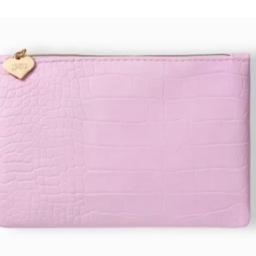 Pink Crocodile Embossed Cosmetic Bag